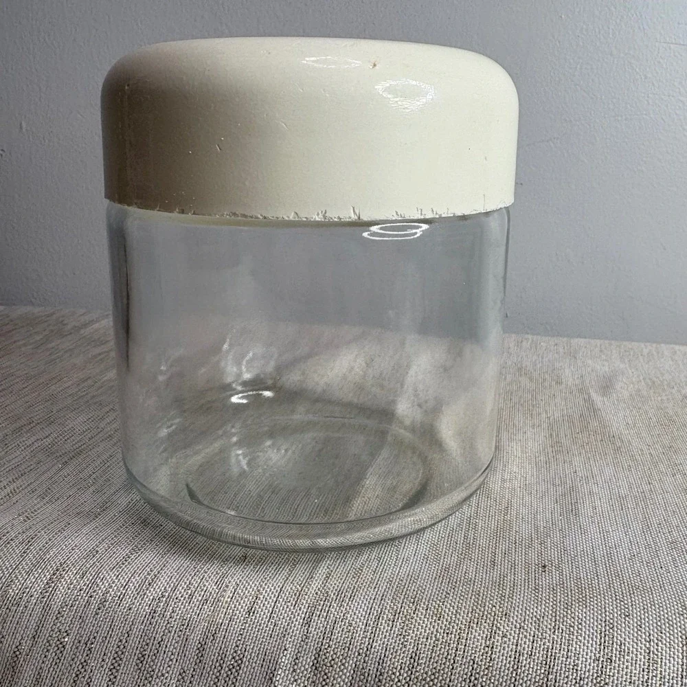 Heller Designs Inc Glass Jar Storage Container Cream Lid Kitchen Pantry Decor